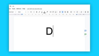 The letter 'D' typed on a word processor