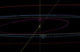 Graphic showing the positions of Earth, the sun, Mercury and the new mini moon.