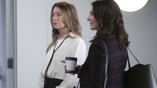 Meredith and Amelia look at her lab on Grey's Anatomy.