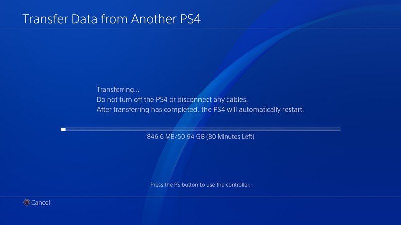 playstation 4 transfer data to ps4