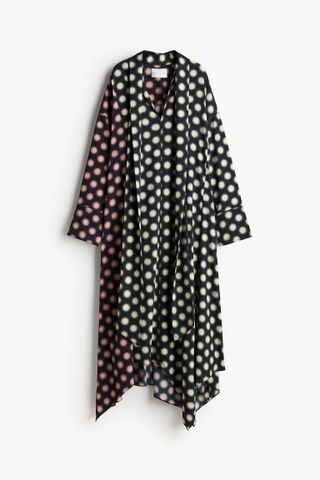 H&M, Graphic-Patterned Dress with Tie Neck