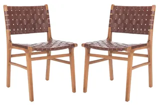 Alston Woven Leather & Solid Wood Dining Chair