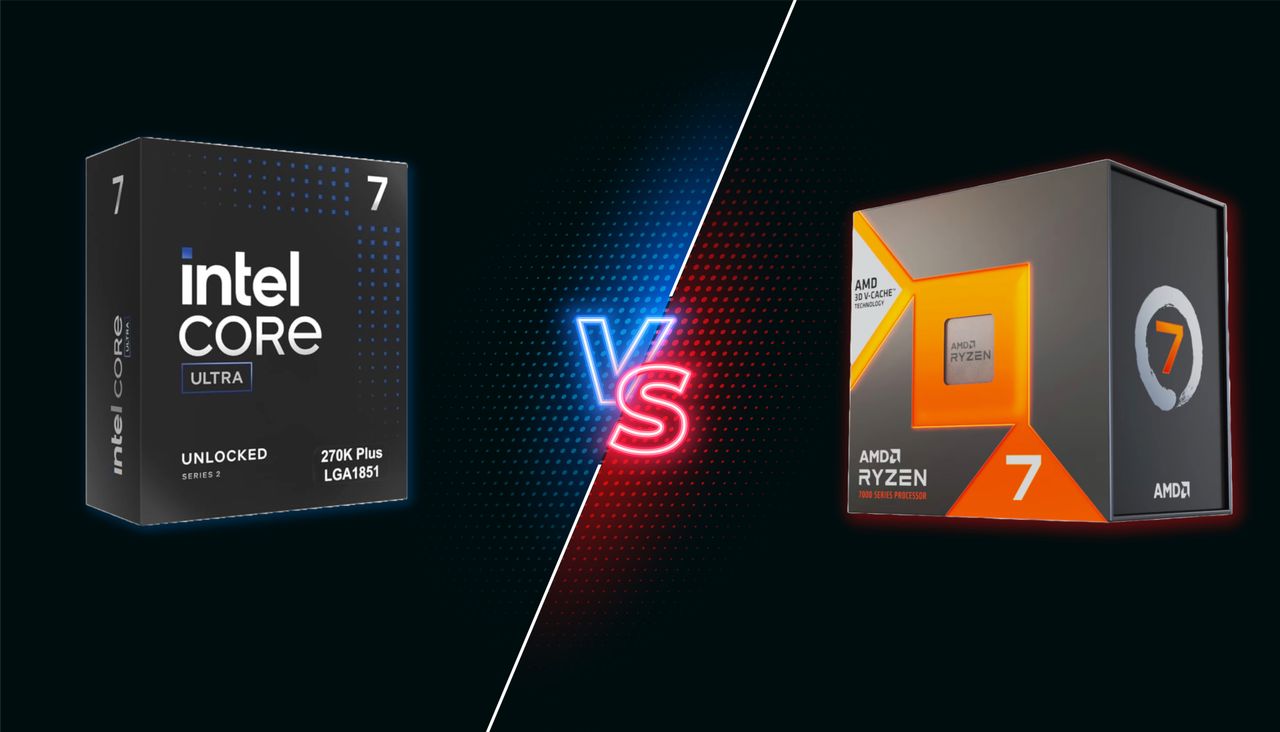 Intel Core Ultra 7 270K Plus vs AMD Ryzen 7 7700X3D faceoff — battle of the upper mid-range CPUs