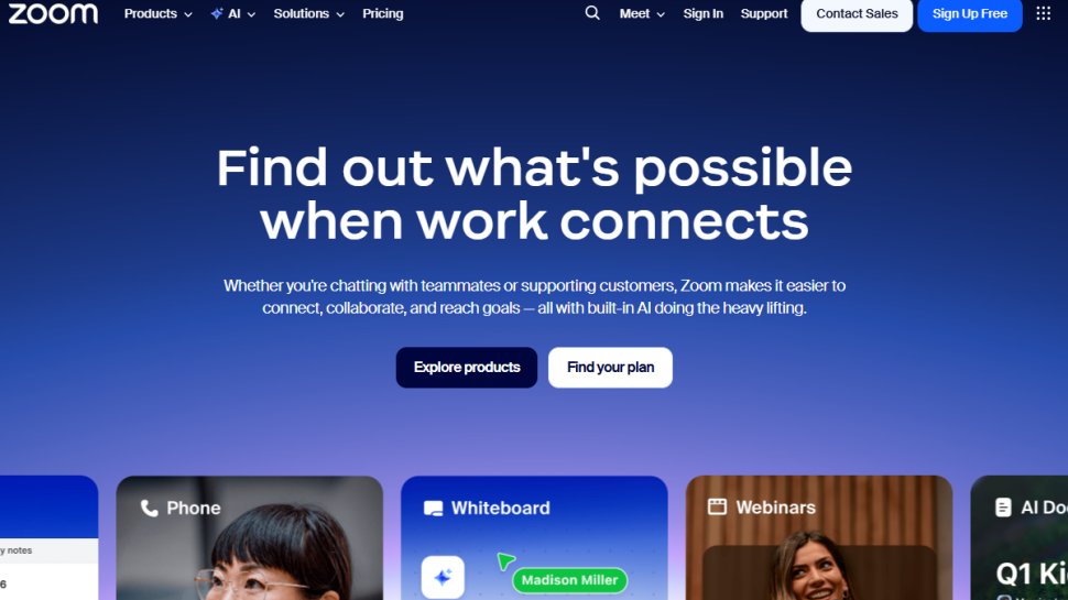 Website screenshot of Zoom (March, 2026)