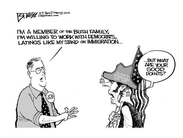 Political cartoon Jeb Bush Tea Party 2016