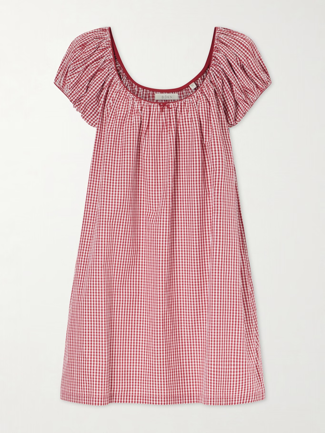 DÔEN, Julia Gathered Checked Organic Cotton Midi Dress