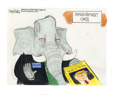 Political Cartoon U.S. Trump impeachment trial GOP oath art of the deal