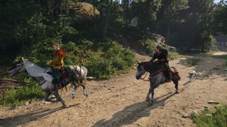 Kingdom Come: Deliverance 2 screenshot of Henry following behind Hans Capon on horseback