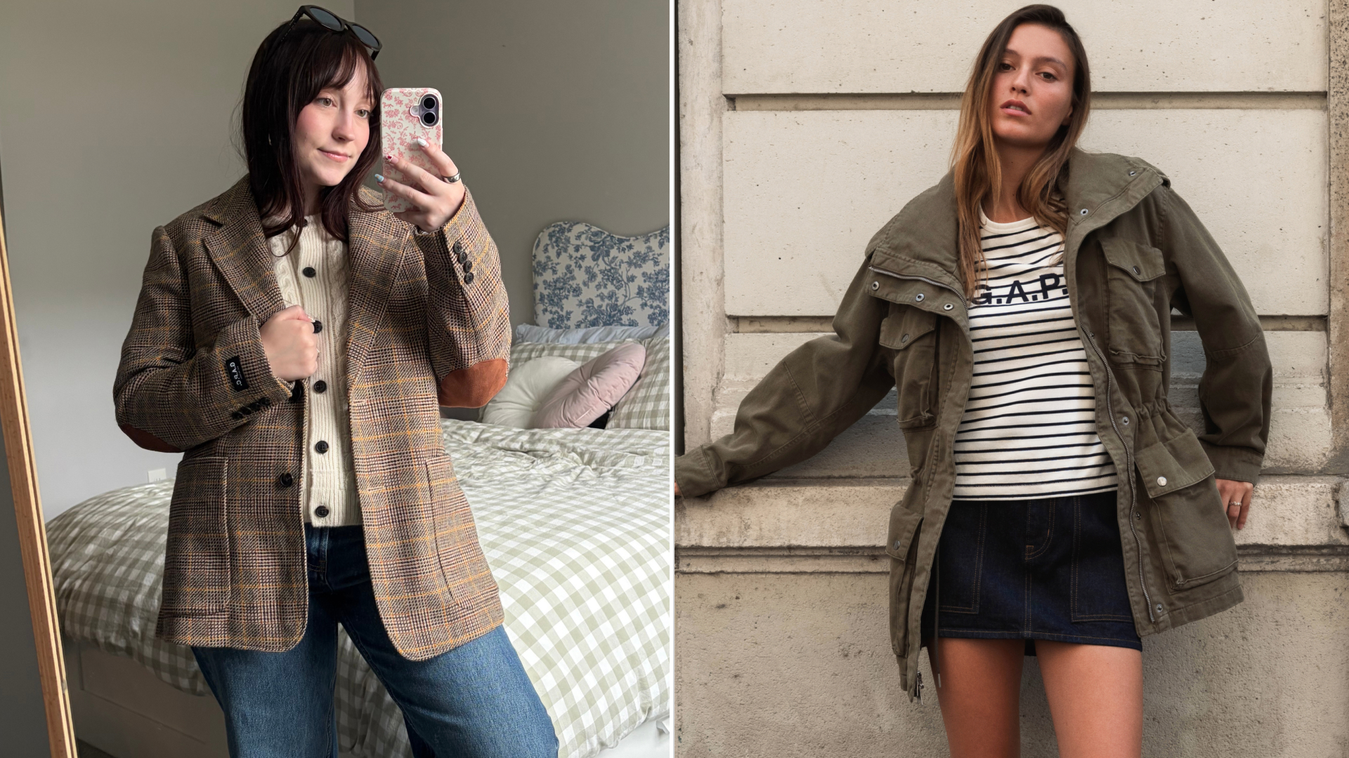 Meguire Hennes wearing the Gap x A.P.C fashion collaboration for fall