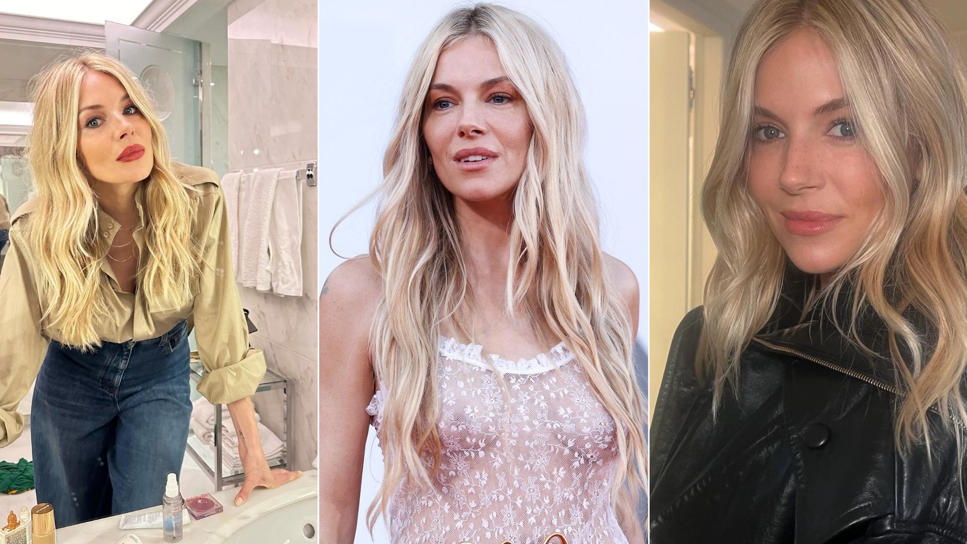 Three photos of Sienna Miller