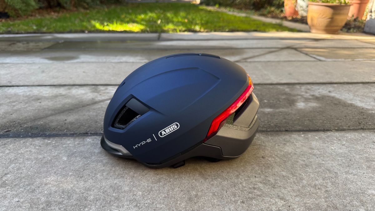 The Abus Hyp-E helmet on concrete surface