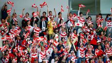 Japan fans celebrate the ‘Miracle of Brighton’ against South Africa at the 2015 Rugby World Cup 