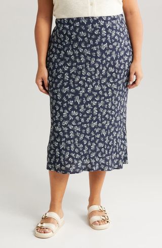 Floral Bias Cut Midi Skirt