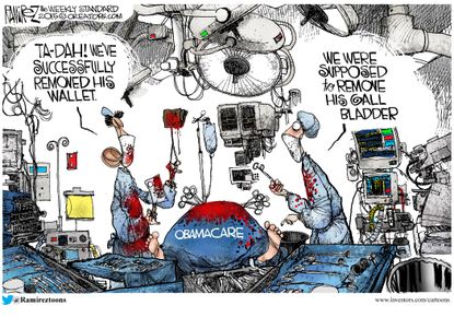 Obama cartoon U.S. Obamacare Economy