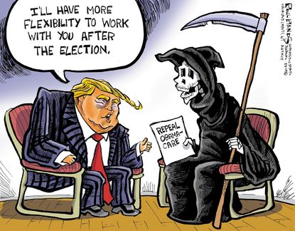 Political Cartoon U.S. Trump obamacare repeal 2020 presidential election