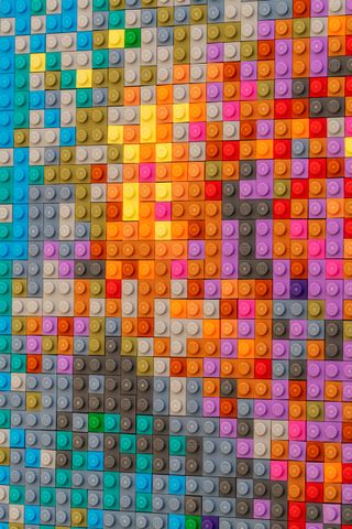 Detail from Water Lilies #1, 2022, by Ai Weiwei. Lego bricks