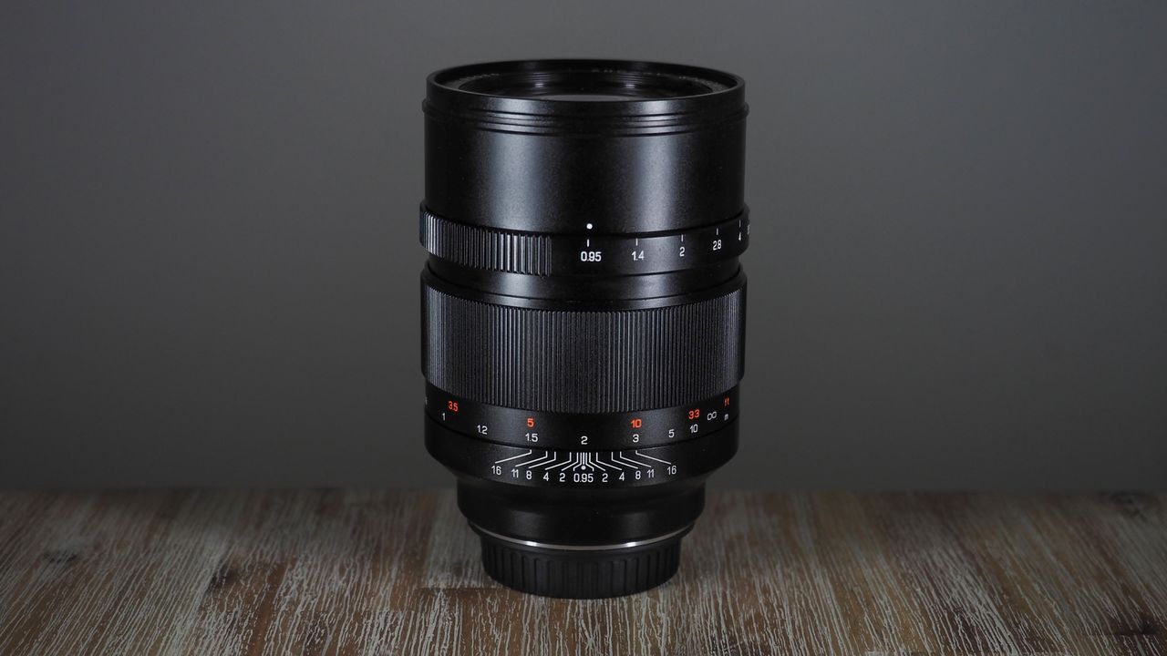 Zhongyi Mitakon Speedmaster 50mm f/0.95 on a wooden surface