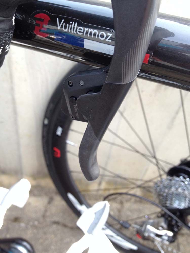 The shifter of Alexis Vuillermoz's bike