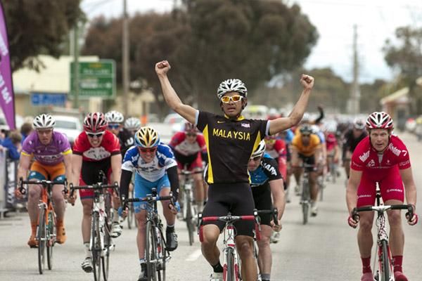 Hooray for Harrif: Harrif Saleh (Malaysian National Team) takes out stage seven of the tour in Manangatang.