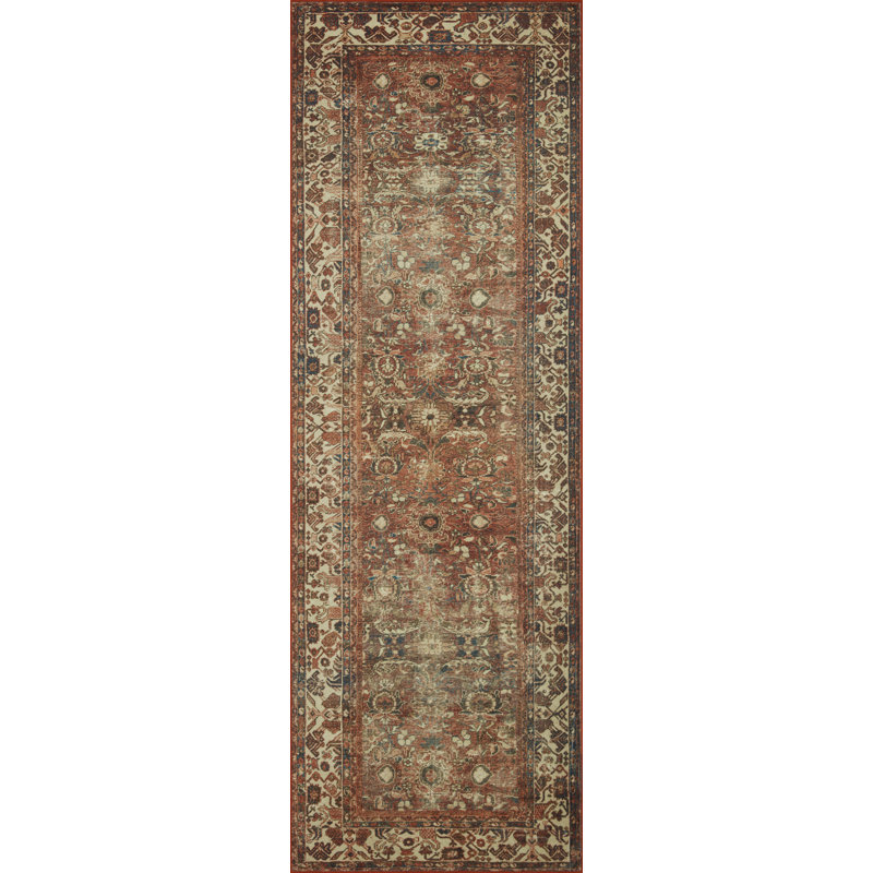 Magnolia Home by Joanna Gaines X Loloi Banks Machine Washable Brick / Ivory Area Rug & Reviews | Wayfair