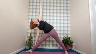 Woman holding a triangle pose