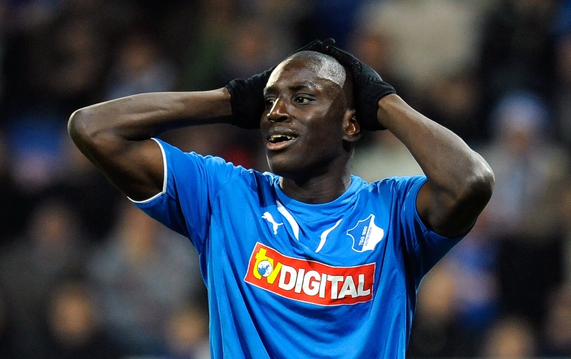 Hoffenheim's Demba Ba with his head in his hands