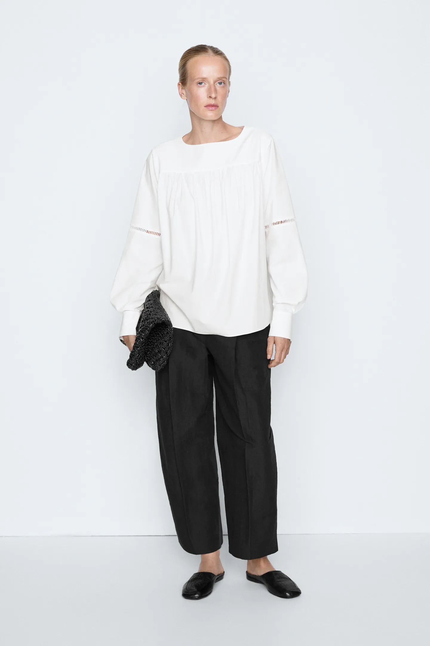 Massimo Dutti, 100% Cotton Puffed Sleeve Blouse - Studio