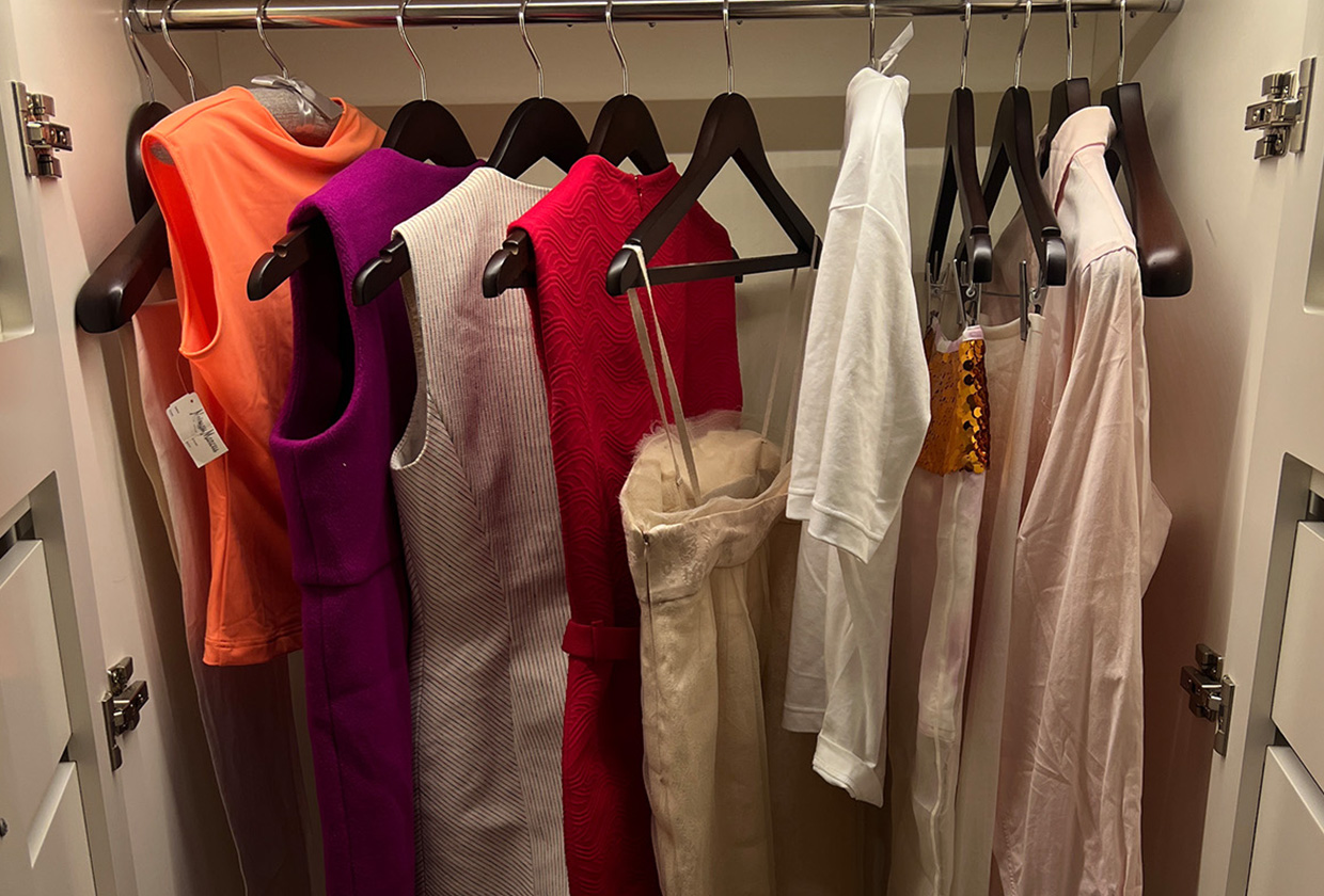 Eliza Huber's closet at the Rosewood Le Guanahani resort in St. Barts.