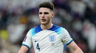 Declan Rice of England during the FIFA World Cup 2022 quarter-final match between England and France on 10 December, 2022 at the Al Bayt Stadium in Al Khor, Qatar.