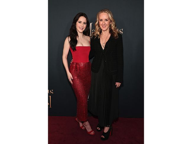 Rachel Brosnahan (l.) and Amazon Studios head Jennifer Salke at the final-season celebration for Prime Video&rsquo;s The Marvelous Mrs. Maisel at The Standard Highline in New York.