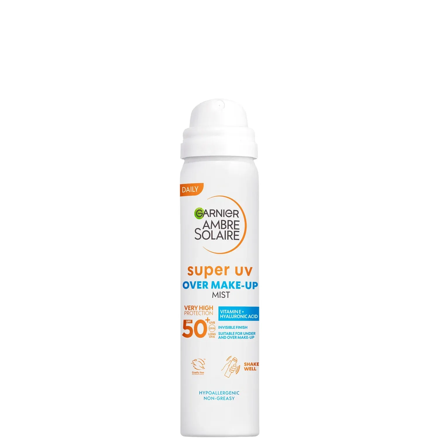 Garnier Ambre Solaire Over Makeup Super Uv Protection Mist Spf50+ With Hyaluronic Acid and Vitamin E, 75ml