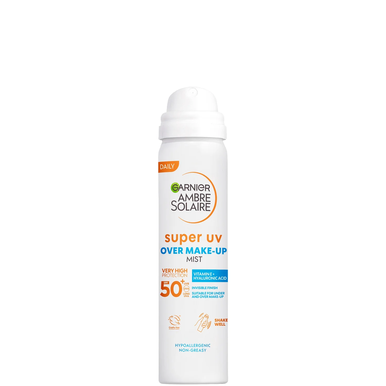 Garnier Ambre Solaire Over Makeup Super Uv Protection Mist Spf50+ With Hyaluronic Acid and Vitamin E, 75ml