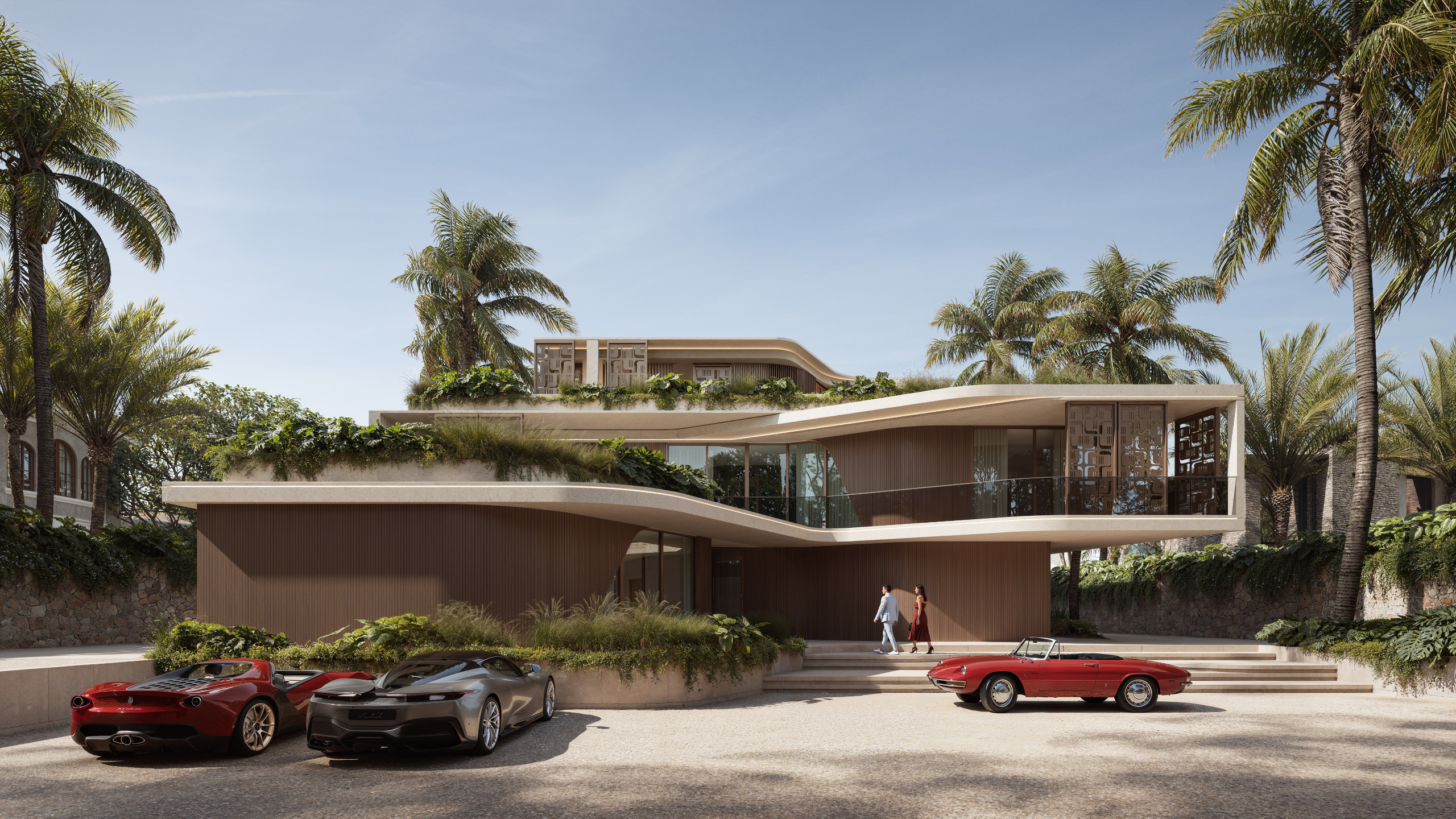 An Alfa Romeo Duetto (right) has crept into this render