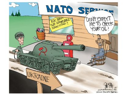 Political cartoon Russia sanctions Ukraine