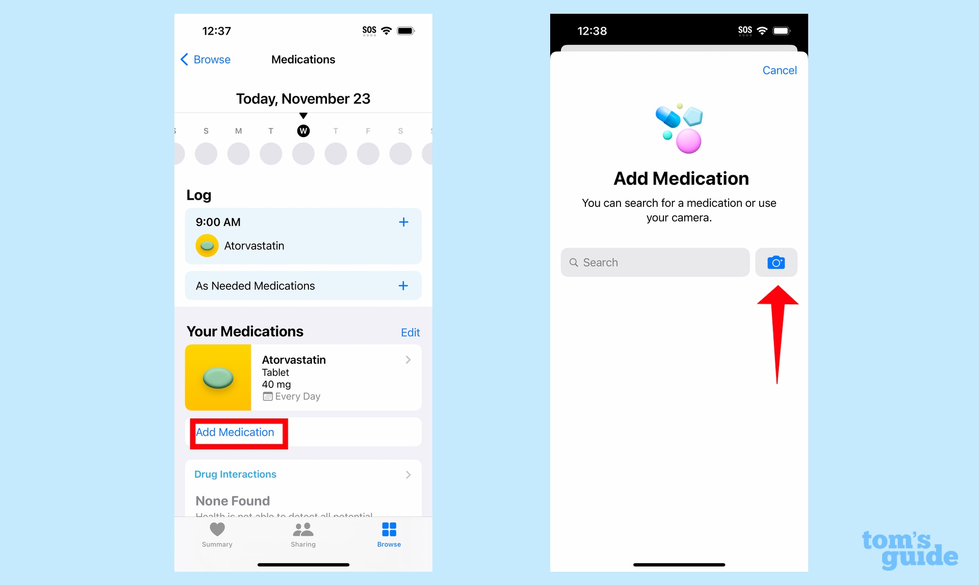 Add another medication in iOS 16 Health using your iPhone camera