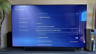 PS VR2 Settings menu