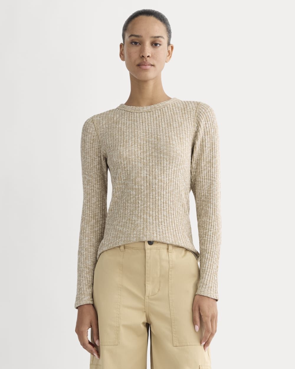 The Cozy Rib Long-Sleeve Tee | Cornstalk / Bone Twist - Xxs