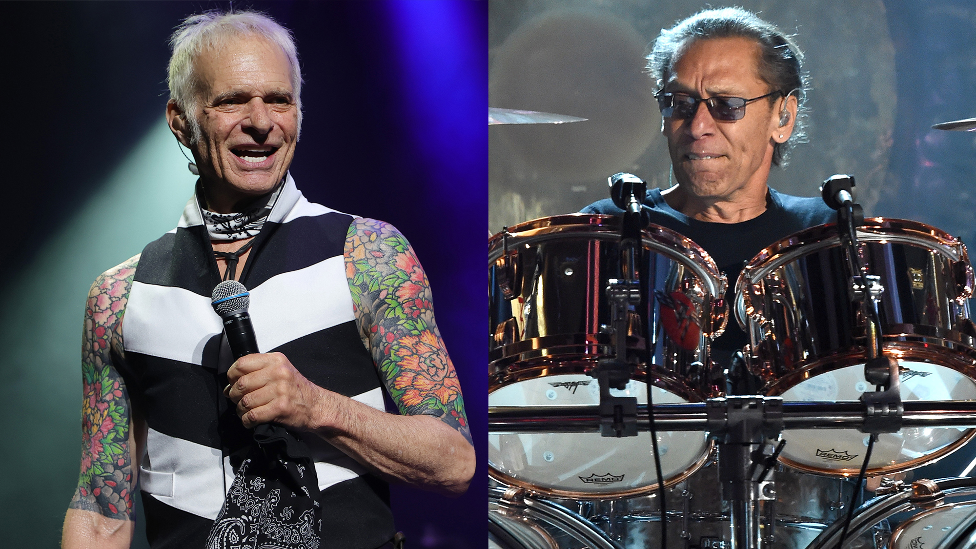 LEFT: David Lee Roth performs at The Capitol Theatre on June 03, 2026 in Port Chester, New York. RIGHT: Alex Van Halen onstage during the 2015 Billboard Music Awards at MGM Grand Garden Arena on May 17, 2015 in Las Vegas  