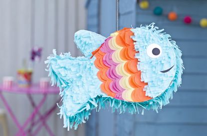 Pull String Fish Pinata for Girls, Ocean and Mermaid Theme