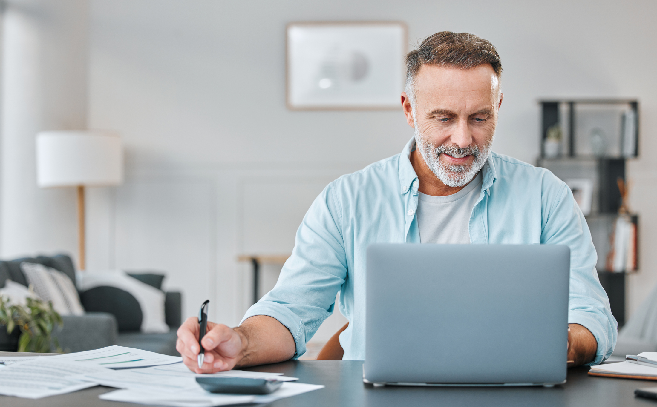 Middle-aged man investing