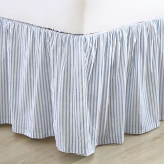 laura ashley blue stripe bed skirt