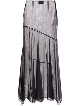 Sheer Tulle Midi Skirt