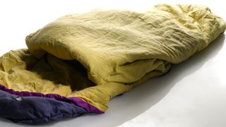 A yellow sleeping bag