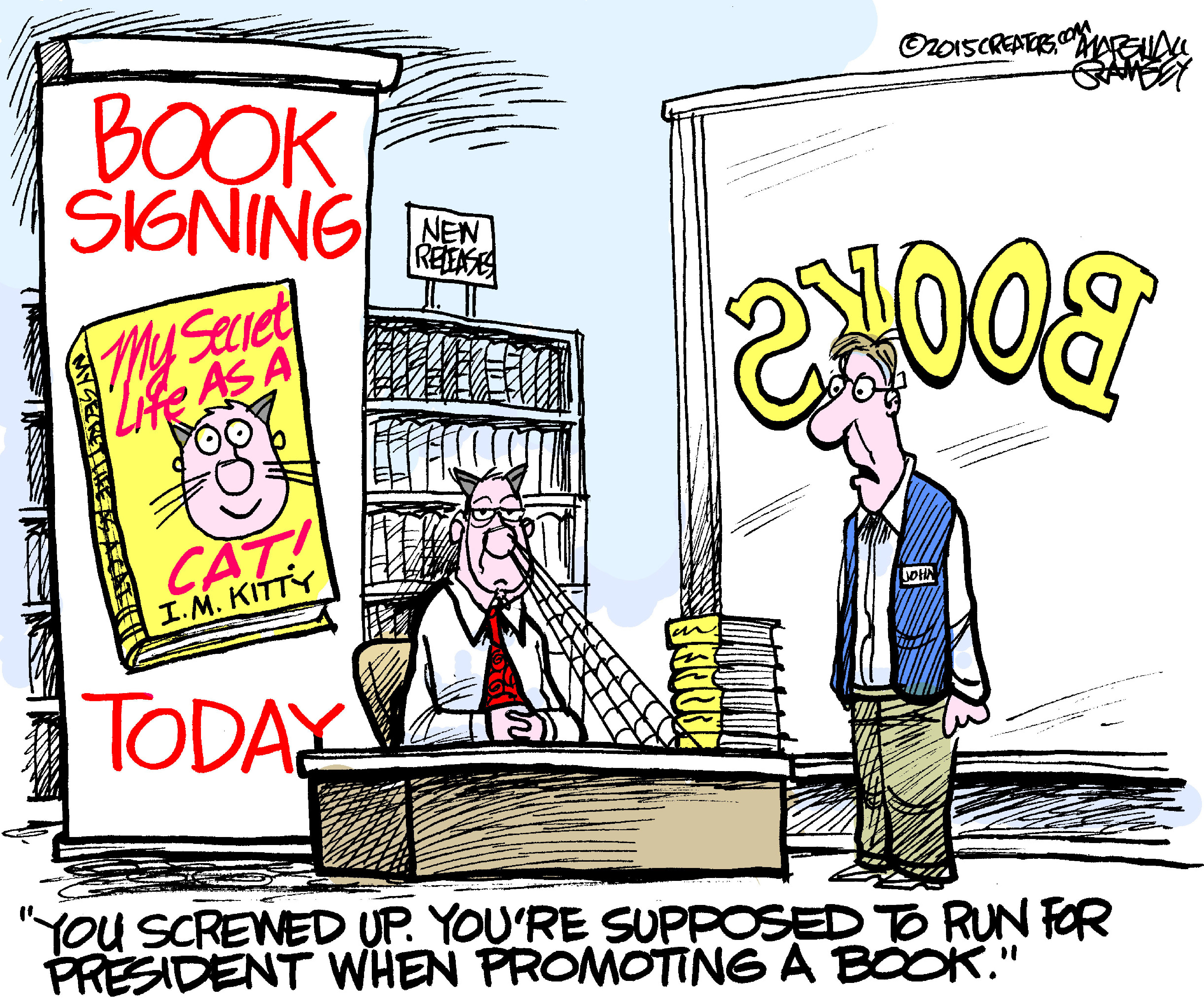 Editorial cartoon Book Signing Cat&amp;amp;nbsp;