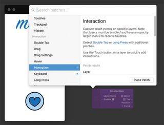 For interactions you'll need to create a patch