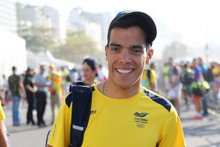 RIO DE JANEIRO, BRAZIL - AUGUST 06: Jarlinson Pantano Gomez of Colombia is seen prior to the Men's Road Race on Day 1 of the Rio 2016 Olympic Games at the Fort Copacabana on August 6, 2016 in Rio de Janeiro, Brazil. (Photo by Bryn Lennon/Getty Images)