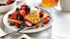 Brioche french toast with fresh berries cooked in air fryer