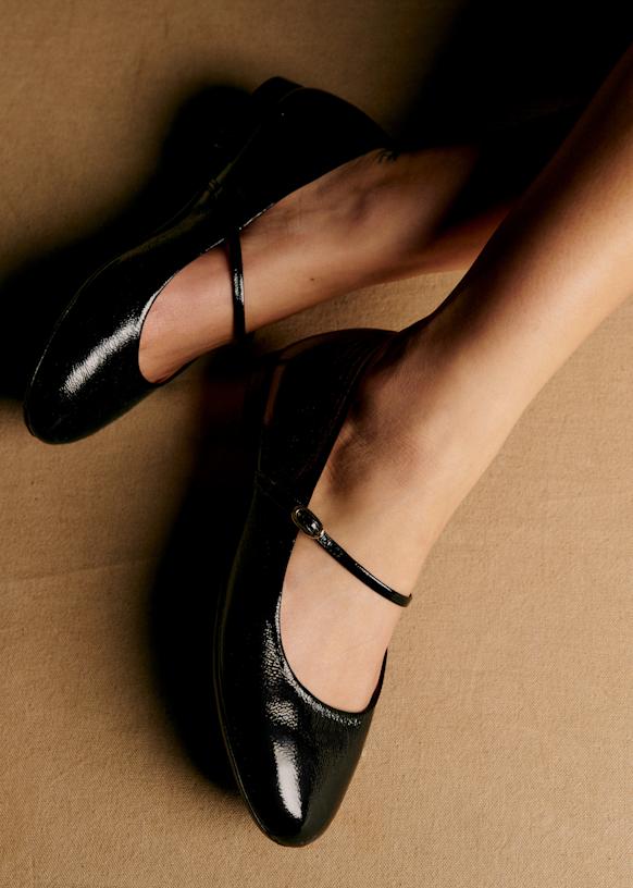 Méline Low Ballerinas - Patent Black - Patent Cowide Leather - Sézane