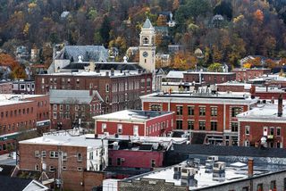 An aerial view of downtown Montpelier, Vermont