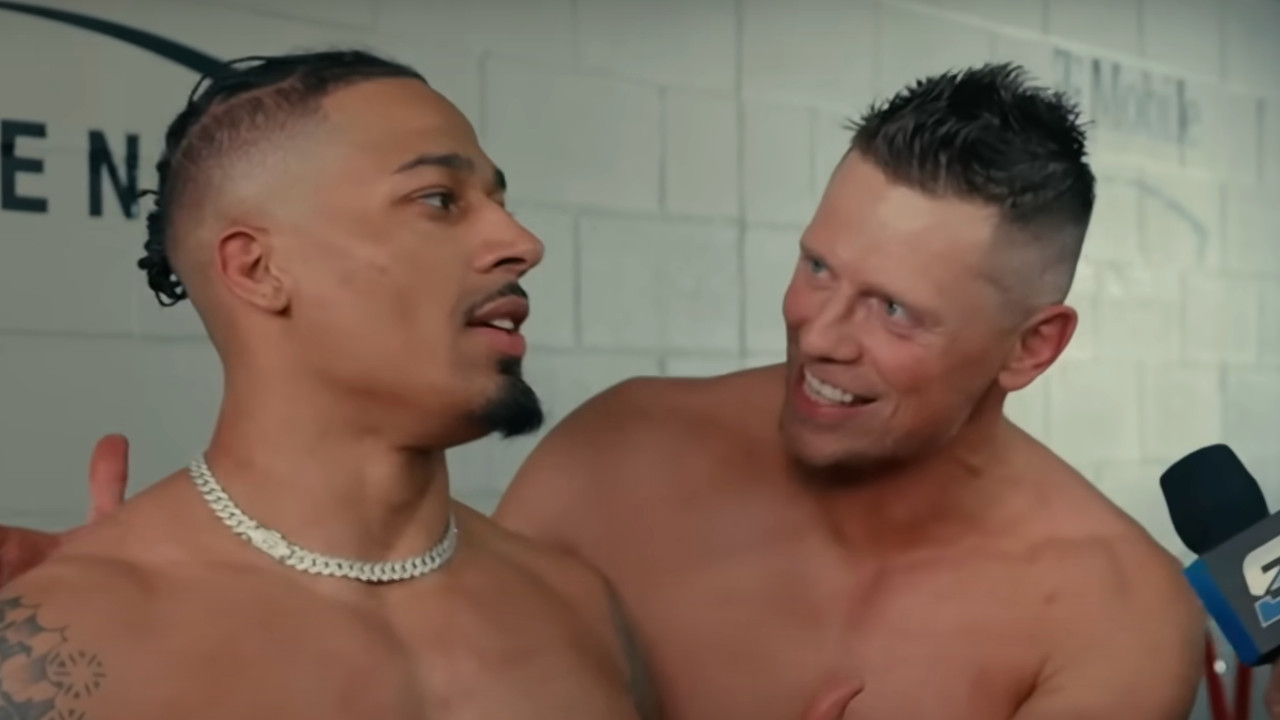 Carmelo Hayes And The Miz give a backstage interview together.